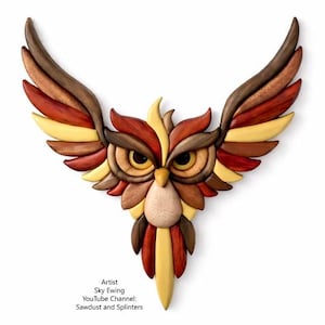 Wzór na intarsję z sową w locie – PDF Tylko w wersji cyfrowej