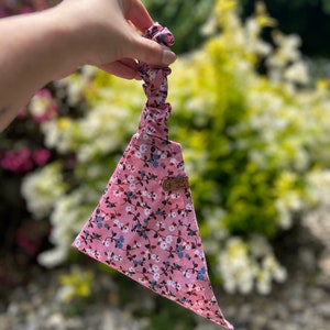 Pink Floral Dog Scrunchie Bandana | Dog Scarf | Dog Wear | Dog Bandana | Dog Adventures | Flower Dog Wear | Floral Bandana | Dainty Dog