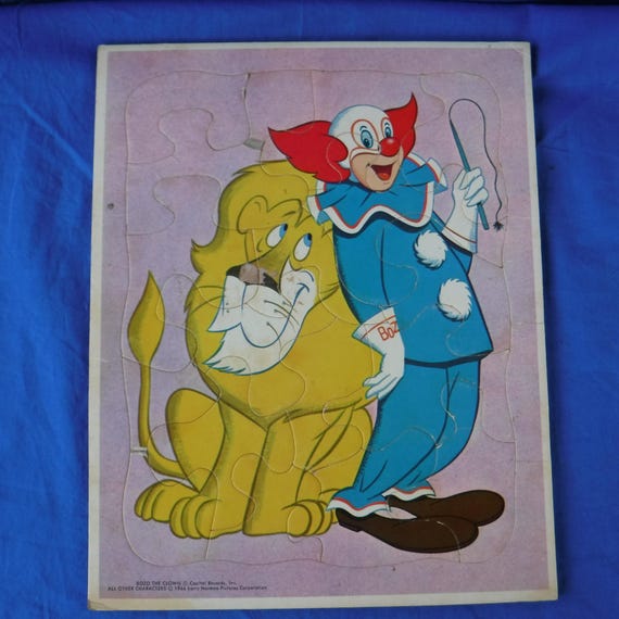 Vintage 1966 Bozo The Clown Puzzle Larry harmon pictures Repurpose Kids Toy Vintage game Cartoons Kids Show Jigsaw Puzzle Brain Game