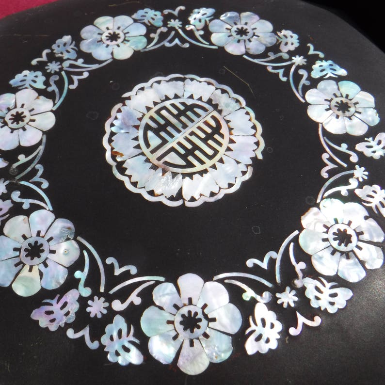 Vintage Octagonal Jewelry Trinket Box Mother of Pearl Home decor Collectible Repurpose Memory Box Dresser Box