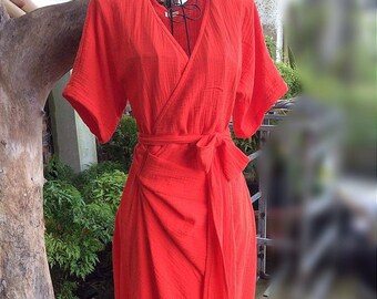 Cotton Wrap Dress | Etsy