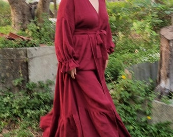 Custom Gauze Cotton Maternity Dress Puffy Wrap Photoshoot Gown, Maternity Photography portrait shot Flying Maternity dress