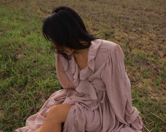 Custom Flying Maternity Dress: Double Layer, Fitted, Elegant, Boho Silhouette Must have For Client wardrobe Photography