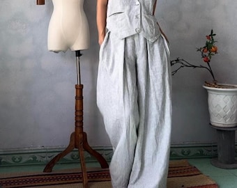 Custom Linen Trousers: Elegant Straight Leg Office Pants