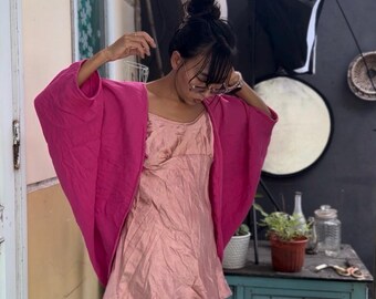 Custom Linen Summer Cardigan: Lightweight, 3/4 Sleeve Blazer Vest