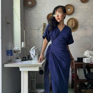 etsy cotton dresses Summer Cotton Dress Soft Casual Loose Dress Tunics Short Sleeves Robes Midi Dresses Customized Dress Plus Size Clothing Linen