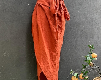Custom Organic Cotton Wrap Tulip Skirt: Fluffy Muslin Gauze