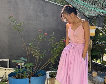 Customize Organic Muslin Cotton Wrap Skirt: Gauze Wraparound with Pockets