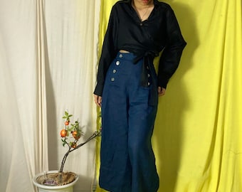 Linen Culottes: 1930s Style Wide Leg Sailor Pants