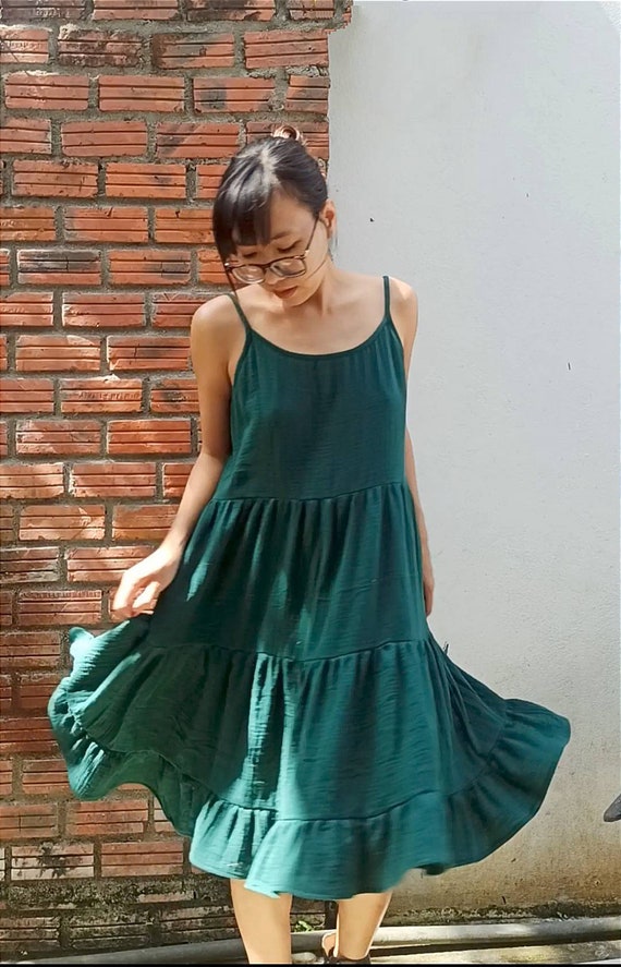 Babydoll Gauze Cotton Dress Free Customize Tiered Ruffles Etsy