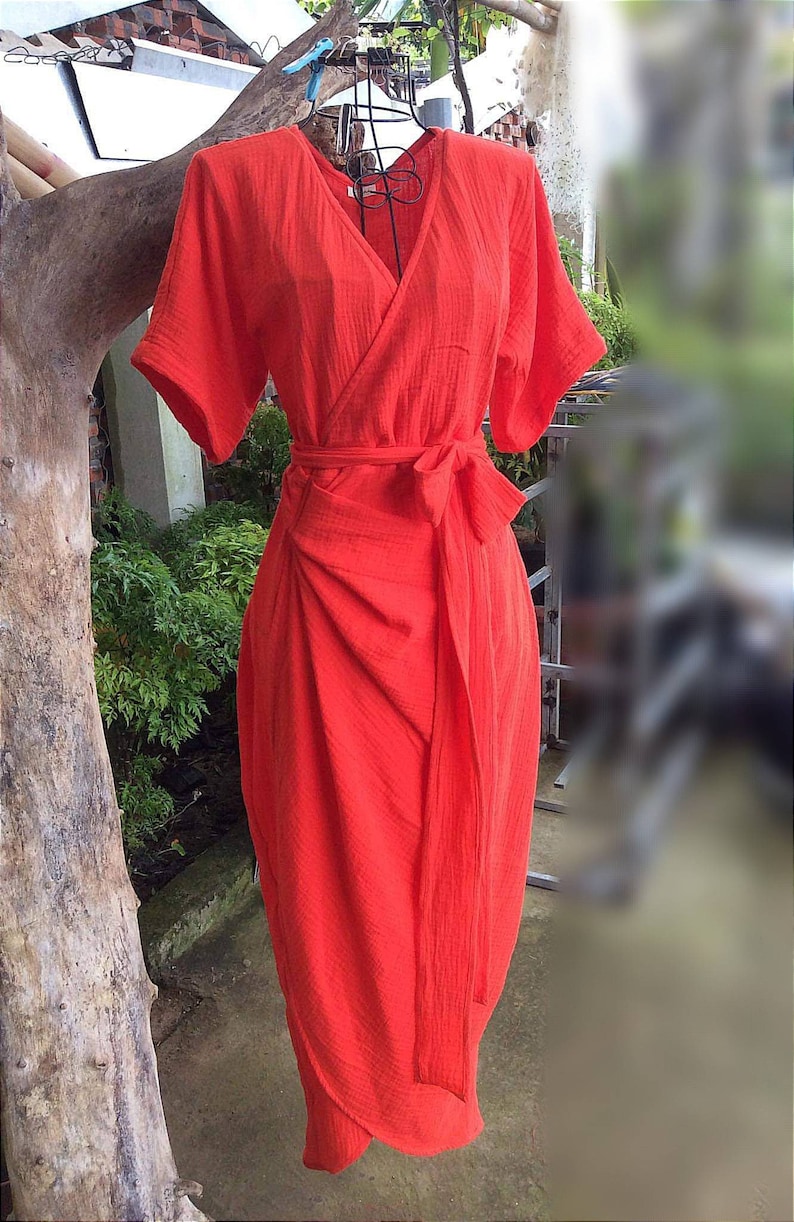 Custom Tulip Wrap Dress Gauze Cotton ...