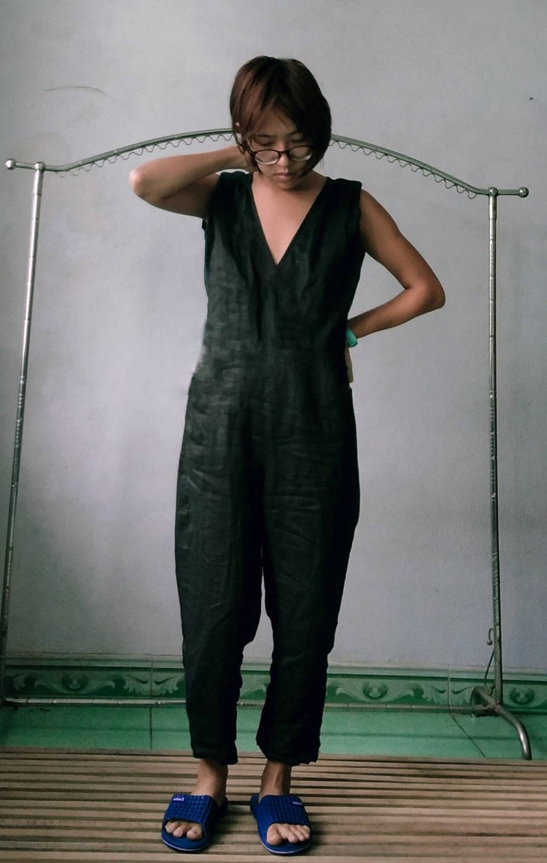 linen jumpsuit etsy