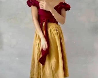 Organic Cotton Bubble Gauze Wrap Blouse: Short Sleeves, Tie Front/Back, Flattering Fit
