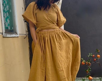 Customize Organic Cotton Muslin Wrap Dress: 7-way Convertible