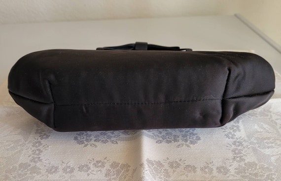 Vintage Black Taffeta Clutch Handbag with Bow c.1… - image 4