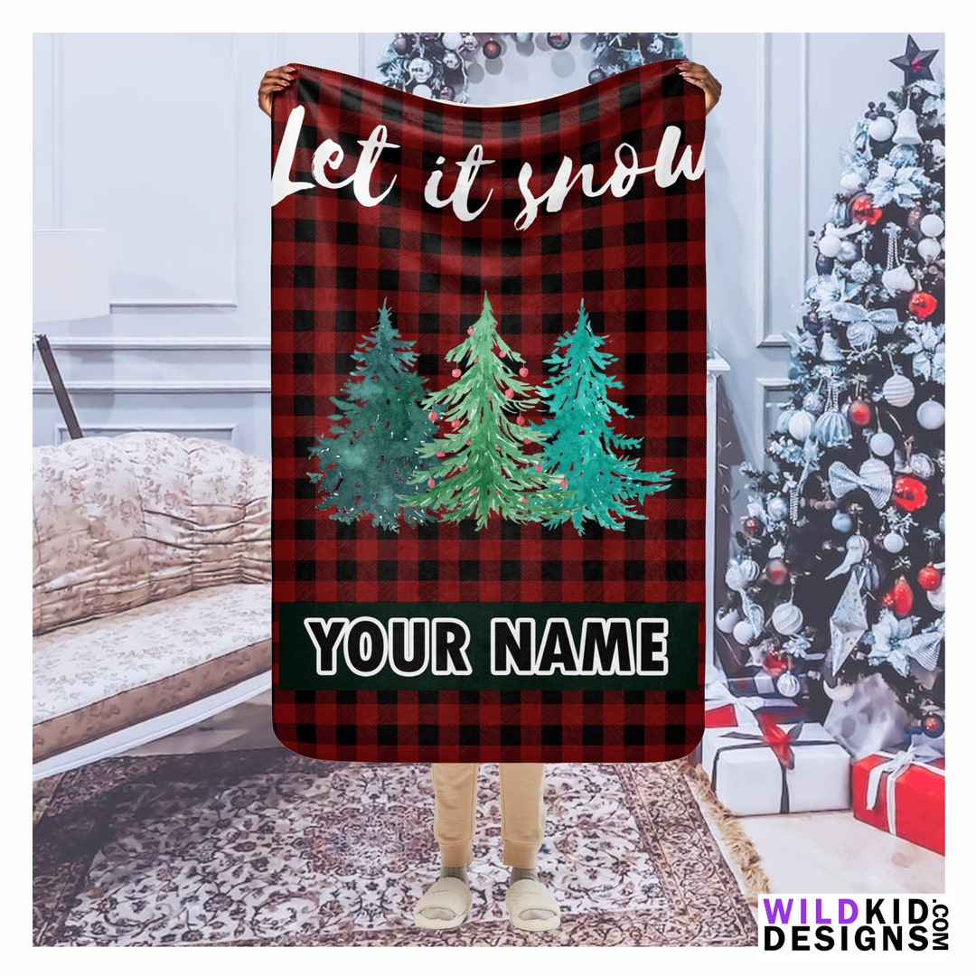 Personalized Christmas Blanket Let It Snow Sherpa Fuzzy Warm Etsy