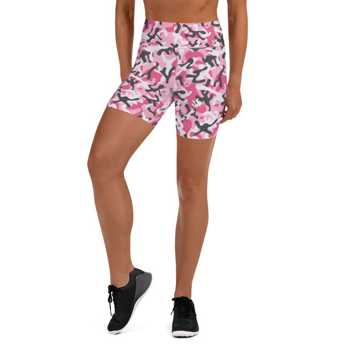 Pink Camo Yoga Shorts Camouflage Workout Shorts Running Etsy