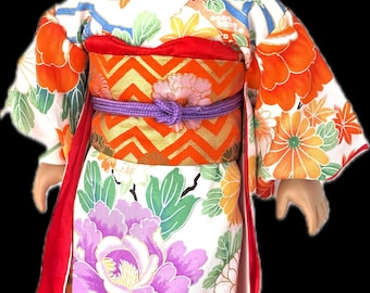 Japanese-made silk kimono For18 inch Doll