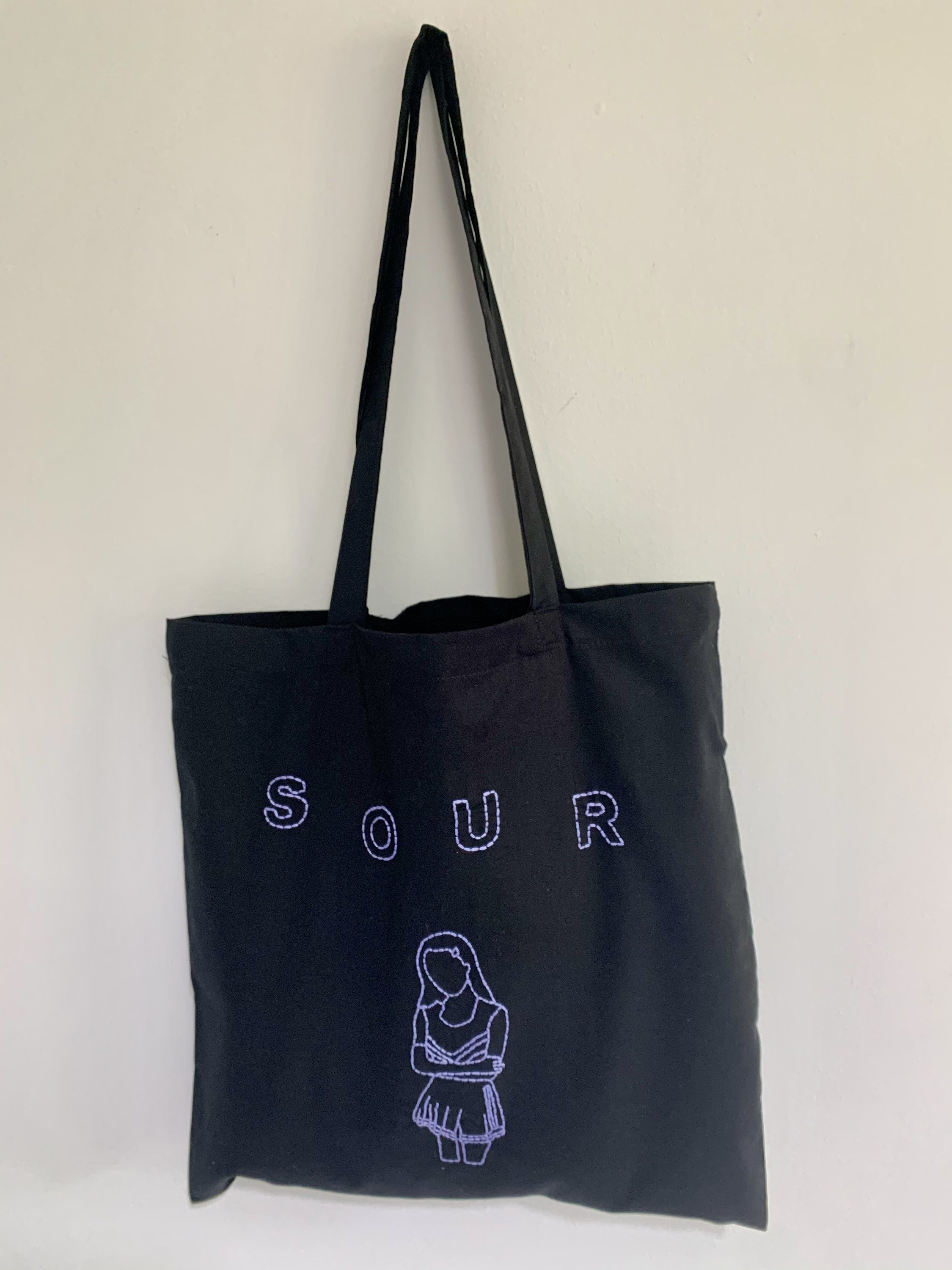SOUR Olivia Rodrigo inspired embroidered pastel tote bags