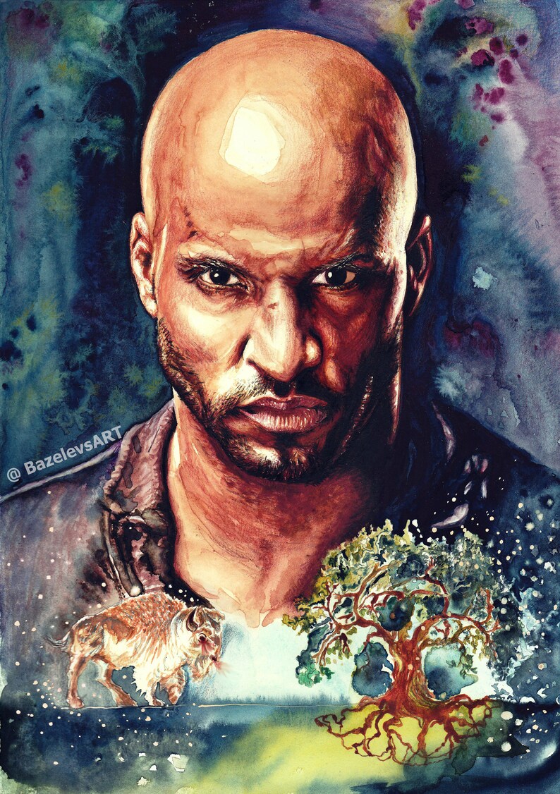 American Gods Shadow Moon original exclusiva postal dibujada a Etsy