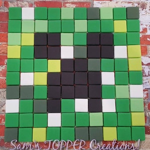 Edible Fondant Minecraft Creeper 2cm squares x 100, or Minecraft themed colours, sword, Steve head etc