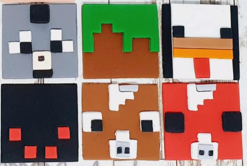 Edible Fondant Minecraft inspired Themed Cupcake Toppers x 6 ... 4.5cms, 20 characters to choose from! bild 3