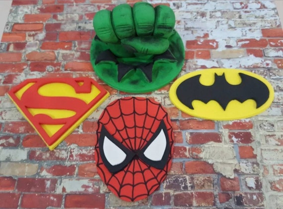 10cm Edible Fondant Hulk Fist Spiderman Superman and Batman - Etsy Australia