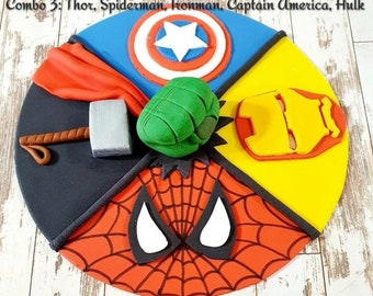 Edible Fondant 8 Inch Superhero Inspired Cake Topper with Fist, Any combination of  characters you like!