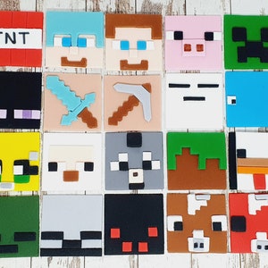 Edible Fondant Minecraft inspired Themed Cupcake Toppers x 6 ... 4.5cms, 20 characters to choose from!