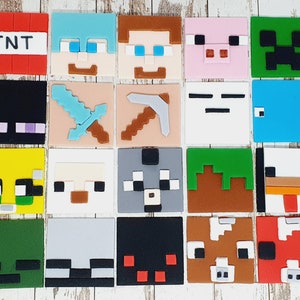 Edible Fondant Minecraft inspired Themed Cupcake Toppers x 6 ... 4.5cms, 20 characters to choose from! bild 1