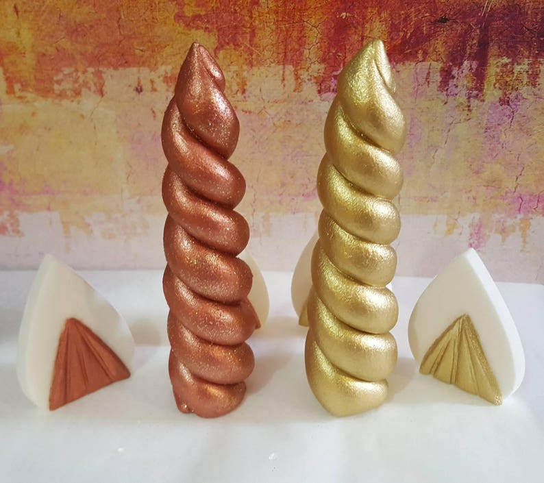 Edible Fondant Unicorn Horn Ears and Eyes Cake Topper set | Etsy