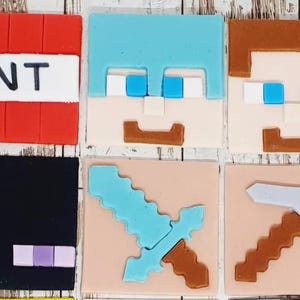 Edible Fondant Minecraft inspired Themed Cupcake Toppers x 6 ... 4.5cms, 20 characters to choose from! bild 2