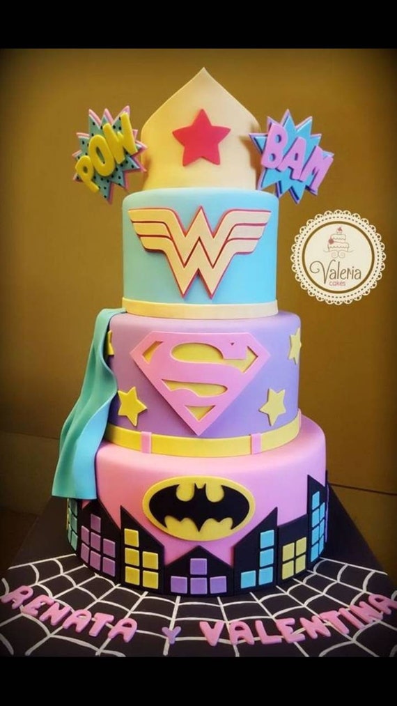 Edible Wonder Woman sugarpaste Cake Topper With Stars And Name marvel Sugar