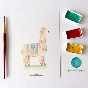 A5 Print Mini Poster Alpaca | Watercolor illustration animal | Nursery home decor wall art card | Alpaca Llama card