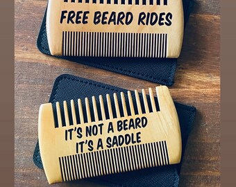 Wooden beard combs- gifts for him - laser engraved- grooming tool - beard gang