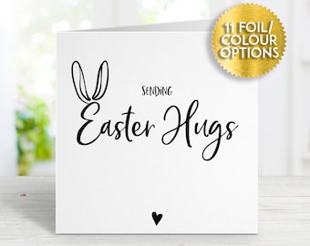 Easter Cards Easter Hugs Real Foil, Spring Cards Greetings Card Easter Bunny Social Distance Easter Lockdown