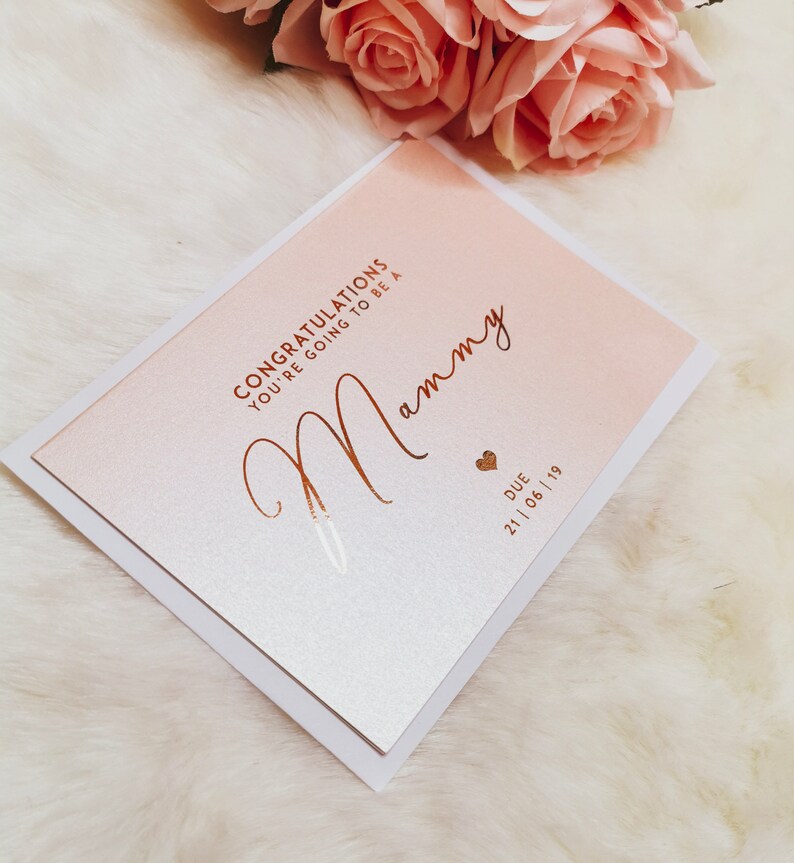 Pregnancy Reveal Gender Reveal We/'re Pregnant Card You/'re Going To Be A Mammy Card Real Foil Pregnancy Announcement Baby Due Card