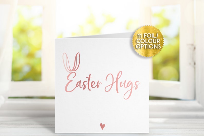 Easter Cards Easter Hugs Real Foil, Spring Cards Greetings Card Easter Bunny Social Distance Easter Lockdown