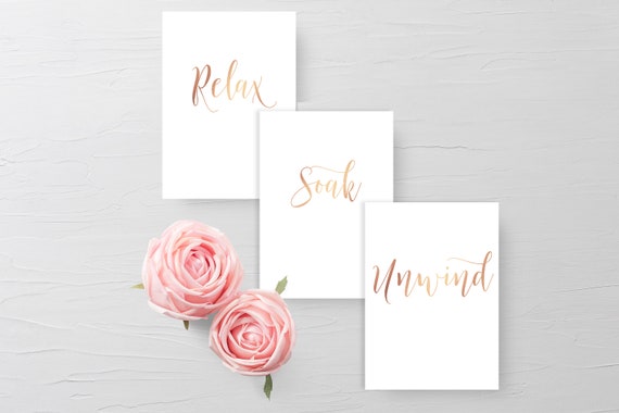 Relax Soak Unwind Print Set Bathroom Print Bathroom Wall Etsy