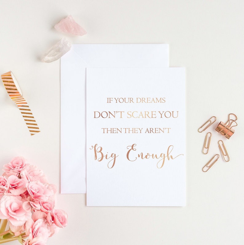 Positive Wall Art If Your Dreams Don/'t Scare You Dream Wall Art, Then They Aren/'t Big Enough Real Foil Print Rose Gold Home Decor