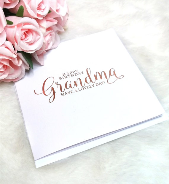 Grand Mere De Joyeux Anniversaire Vraie Feuille Cartes Etsy
