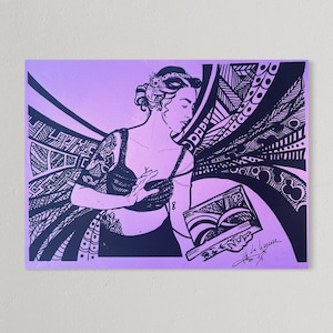 Serigrafia "La Liseuse" - solo 7 stampe! Arte femminista in bianco e nero, il potere della conoscenza, poster A3, inchiostro fatto a mano, arte tribale.