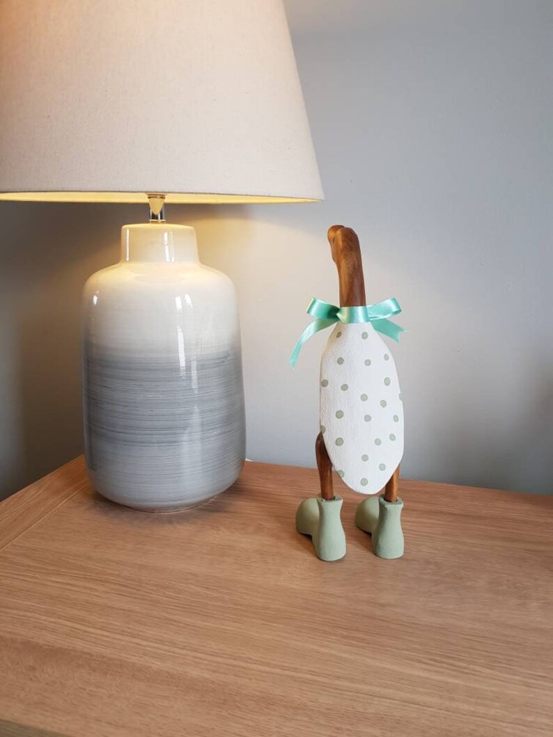 Wooden duck in boots Painted duck Wooden spotty duck Wooden duck