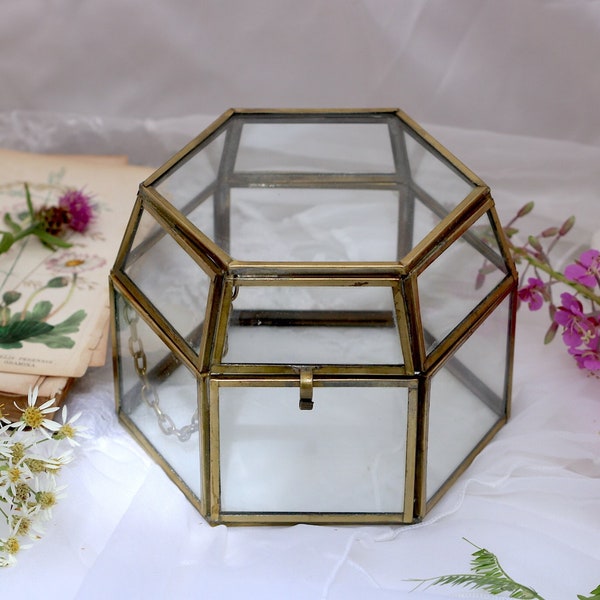 Glass Display Box | DIY Craft Supplies | Empty Glass Geometric Terrarium for Reception, Keepsake, Plant, Wedding, Card | Hexagon Storage