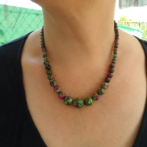 Ruby-Zoisite stone necklace