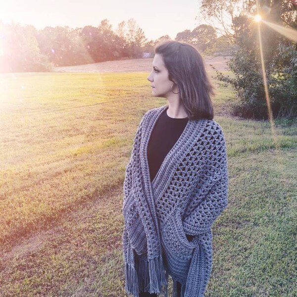pocket shawl with hood