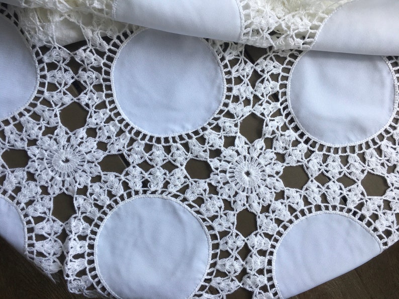 Tablecloth 66 by 41, crochet tablecloth, crocheted tablecloth, rectangular crochet tablecloth, white tablecloth, 100 % handmade image 1