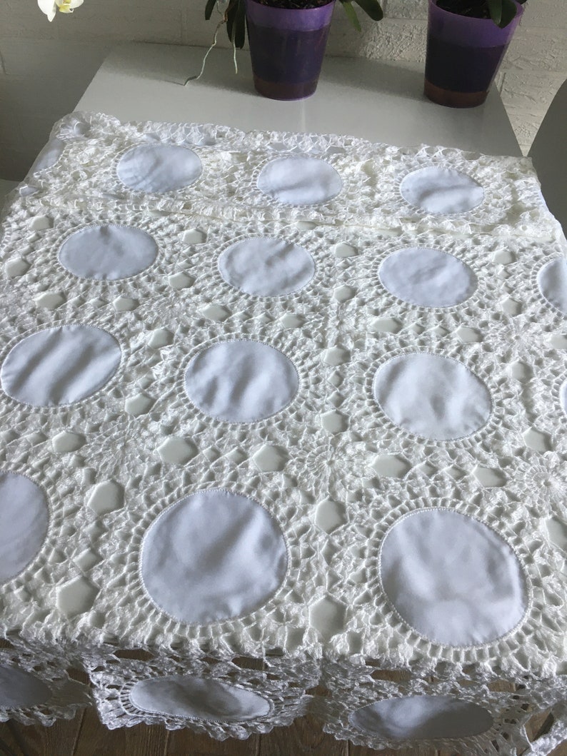 Tablecloth 66 by 41, crochet tablecloth, crocheted tablecloth, rectangular crochet tablecloth, white tablecloth, 100 % handmade image 5