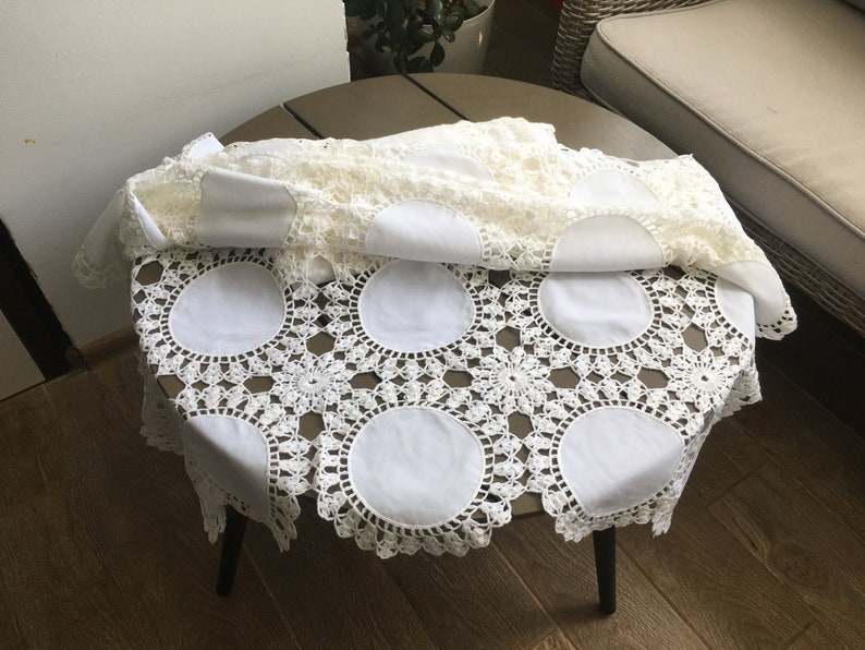 Tablecloth 66 by 41, crochet tablecloth, crocheted tablecloth, rectangular crochet tablecloth, white tablecloth, 100 % handmade image 7