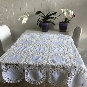 Tablecloth 66 by 41, crochet tablecloth, crocheted tablecloth, rectangular crochet tablecloth, white tablecloth, 100 % handmade image 3